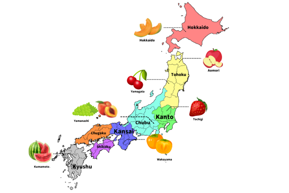 bản đồ nông sản Nhật Bản