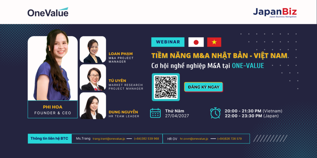 Webinar chuyên đề: "Tiềm năng M&A Nhật Bản - Việt Nam & Cơ hội nghề nghiệp M&A tại ONE-VALUE
