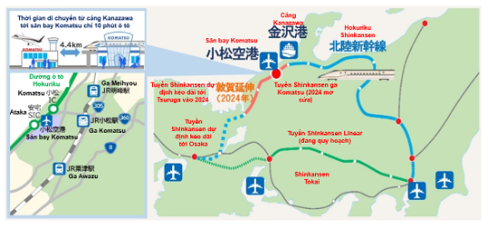 Bản đồ kết nối vùng thành phố Komatsu