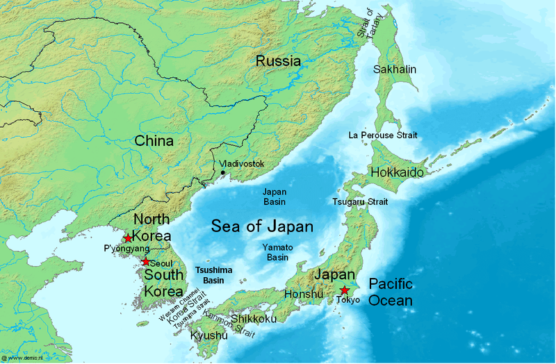 Vị trí địa lý của biển Nhật Bản 